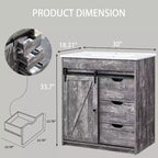 Meuble-lavabo de salle de bain avec évier, meuble-lavabo de ferme de 76 cm de large avec porte coulissante de grange, tiroirs et étagères réglables