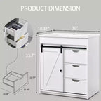 Meuble-lavabo de salle de bain avec évier, meuble-lavabo de ferme de 76 cm de large avec porte coulissante de grange, tiroirs et étagères réglables