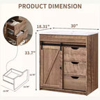 Meuble-lavabo de salle de bain avec évier, meuble-lavabo de ferme de 76 cm de large avec porte coulissante de grange, tiroirs et étagères réglables