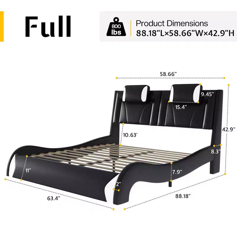 Cadre de lit LED , lit plateforme rembourré en similicuir