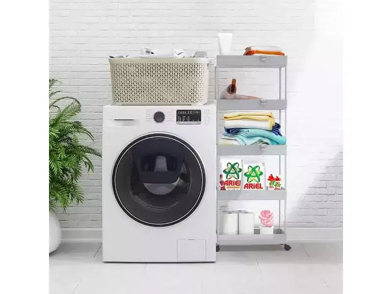 Chariot roulant à 5 niveaux, Organisateur de rangement pour salle de bain, Chariot de service, Étagère coulissante, Noir
