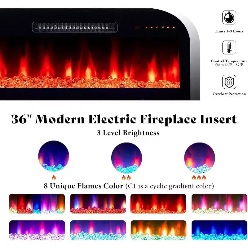 Meuble TV avec 70 lumières LED, portes abattantes et décorations en verre dans les coins