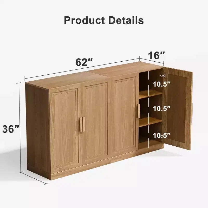 Meuble de rangement d'appoint en bois noir 72x31x16, organisateur de rangement avec étagères réglables et portes vitrées pour cuisine, chambre, salon/salle à manger