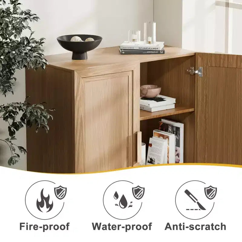 Meuble de rangement d'appoint en bois noir 72x31x16, organisateur de rangement avec étagères réglables et portes vitrées pour cuisine, chambre, salon/salle à manger