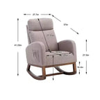 Fauteuil à bascule rembourré avec pieds en bois et pochette latérale, chaise longue confortable pour salon, chambre à coucher