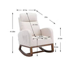 Fauteuil à bascule rembourré avec pieds en bois et pochette latérale, chaise longue confortable pour salon, chambre à coucher