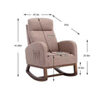 Fauteuil à bascule rembourré avec pieds en bois et pochette latérale, chaise longue confortable pour salon, chambre à coucher