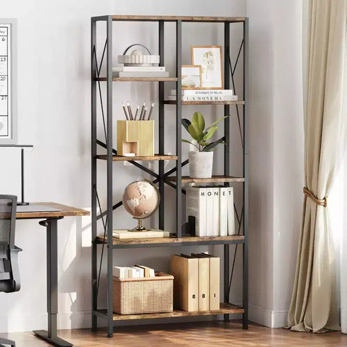 Étagère de rangement vintage à 5 niveaux pour maison de campagne rustique, 31,49 pouces, grande capacité, avec cadre en métal, pour chambre à coucher