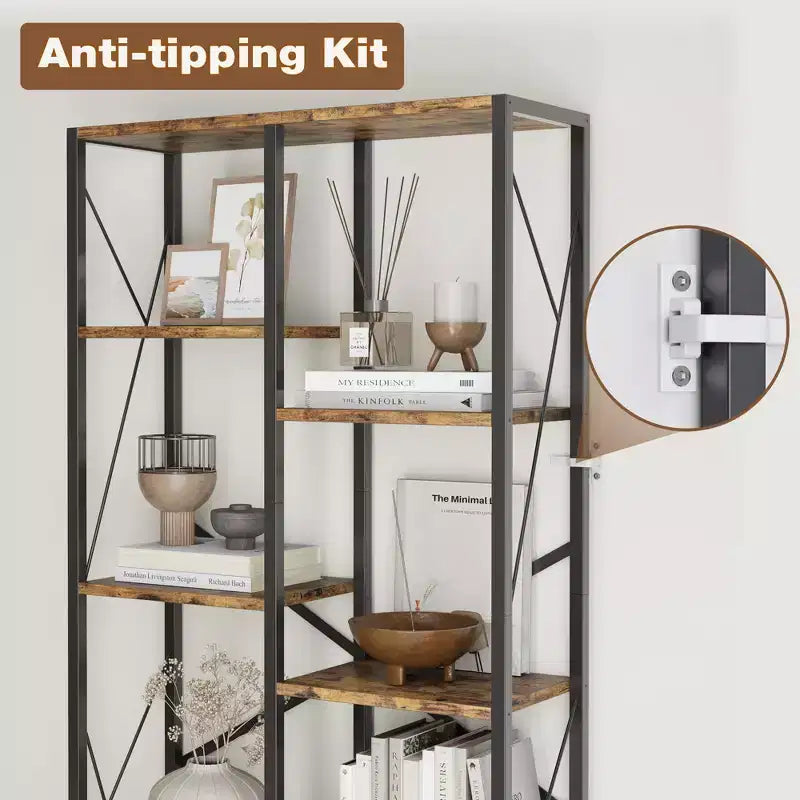 Étagère de rangement vintage à 5 niveaux pour maison de campagne rustique, 31,49 pouces, grande capacité, avec cadre en métal, pour chambre à coucher