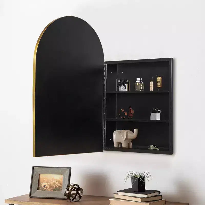 Armoire de toilette de salle de bain arquée dorée de 36 x 24 pouces avec miroir