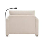 Canapé simple et méridienne surdimensionnés en chenille avec pouf de rangement, support de téléphone réglable, ports de charge, poches latérales