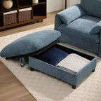 Canapé simple et méridienne surdimensionnés en chenille avec pouf de rangement, support de téléphone réglable, ports de charge, poches latérales