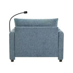 Canapé simple et méridienne surdimensionnés en chenille avec pouf de rangement, support de téléphone réglable, ports de charge, poches latérales