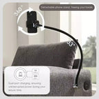 Canapé simple et méridienne surdimensionnés en chenille avec pouf de rangement, support de téléphone réglable, ports de charge, poches latérales