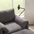 Canapé simple et méridienne surdimensionnés en chenille avec pouf de rangement, support de téléphone réglable, ports de charge, poches latérales