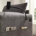 Canapé simple et méridienne surdimensionnés en chenille avec pouf de rangement, support de téléphone réglable, ports de charge, poches latérales