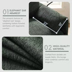 Canapé simple et méridienne surdimensionnés en chenille avec pouf de rangement, support de téléphone réglable, ports de charge, poches latérales