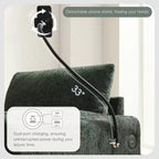Canapé simple et méridienne surdimensionnés en chenille avec pouf de rangement, support de téléphone réglable, ports de charge, poches latérales