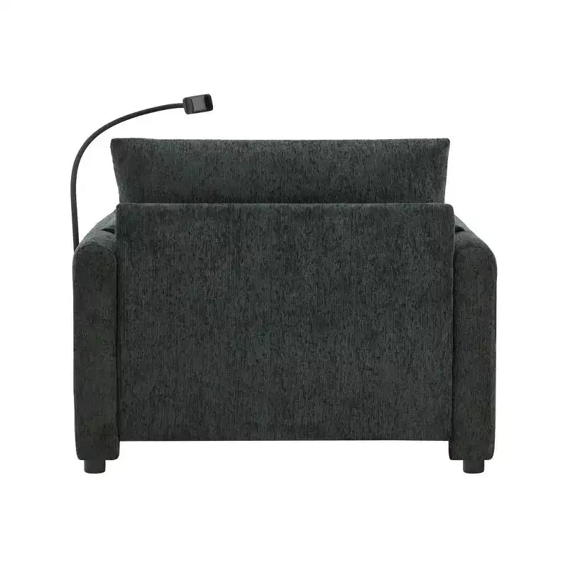 Canapé simple et méridienne surdimensionnés en chenille avec pouf de rangement, support de téléphone réglable, ports de charge, poches latérales