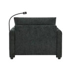 Canapé simple et méridienne surdimensionnés en chenille avec pouf de rangement, support de téléphone réglable, ports de charge, poches latérales
