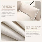 Canapé simple et méridienne surdimensionnés en chenille avec pouf de rangement, support de téléphone réglable, ports de charge, poches latérales