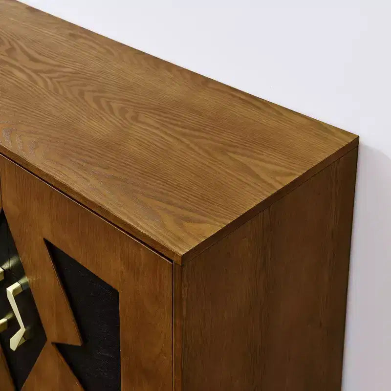 Buffet moderne avec rangement, Bahut cannelé à motif géométrique et étagères réglables pour entrée/cuisine/salle à manger