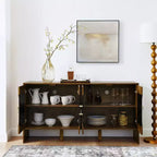 Buffet moderne avec rangement, Bahut cannelé à motif géométrique et étagères réglables pour entrée/cuisine/salle à manger