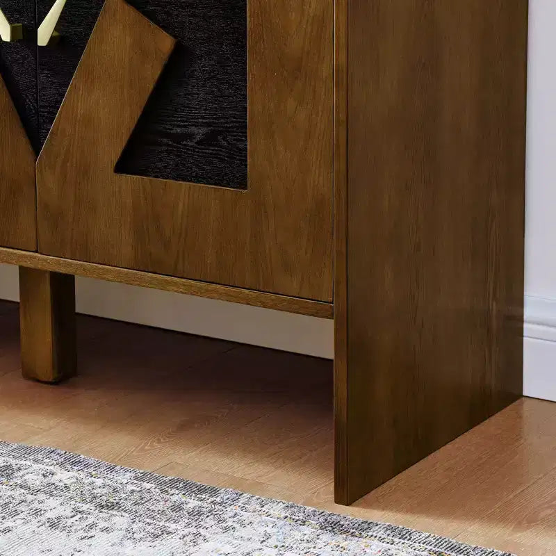 Buffet moderne avec rangement, Bahut cannelé à motif géométrique et étagères réglables pour entrée/cuisine/salle à manger