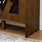 Buffet moderne avec rangement, Bahut cannelé à motif géométrique et étagères réglables pour entrée/cuisine/salle à manger