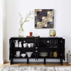 Buffet moderne avec rangement, Bahut cannelé à motif géométrique et étagères réglables pour entrée/cuisine/salle à manger