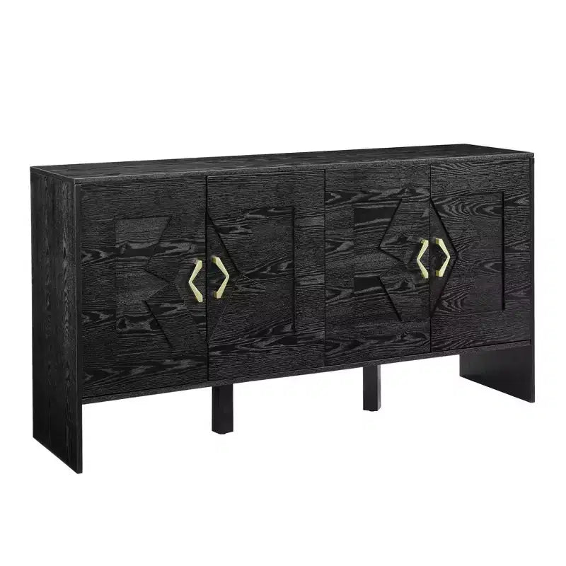 Buffet moderne avec rangement, Bahut cannelé à motif géométrique et étagères réglables pour entrée/cuisine/salle à manger