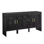 Buffet moderne avec rangement, Bahut cannelé à motif géométrique et étagères réglables pour entrée/cuisine/salle à manger