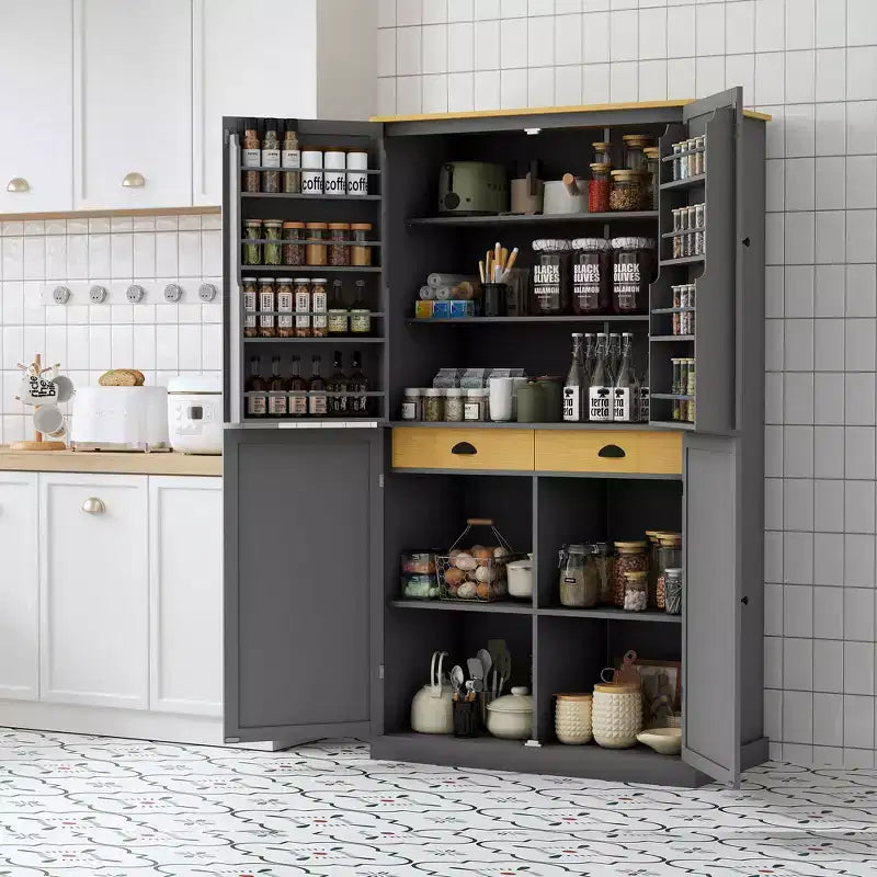 Buffet de salle à manger moderne autoportant de 71,3 pouces avec rangement, 2 étagères réglables, 8 compartiments de porte pour cuisine ou salon