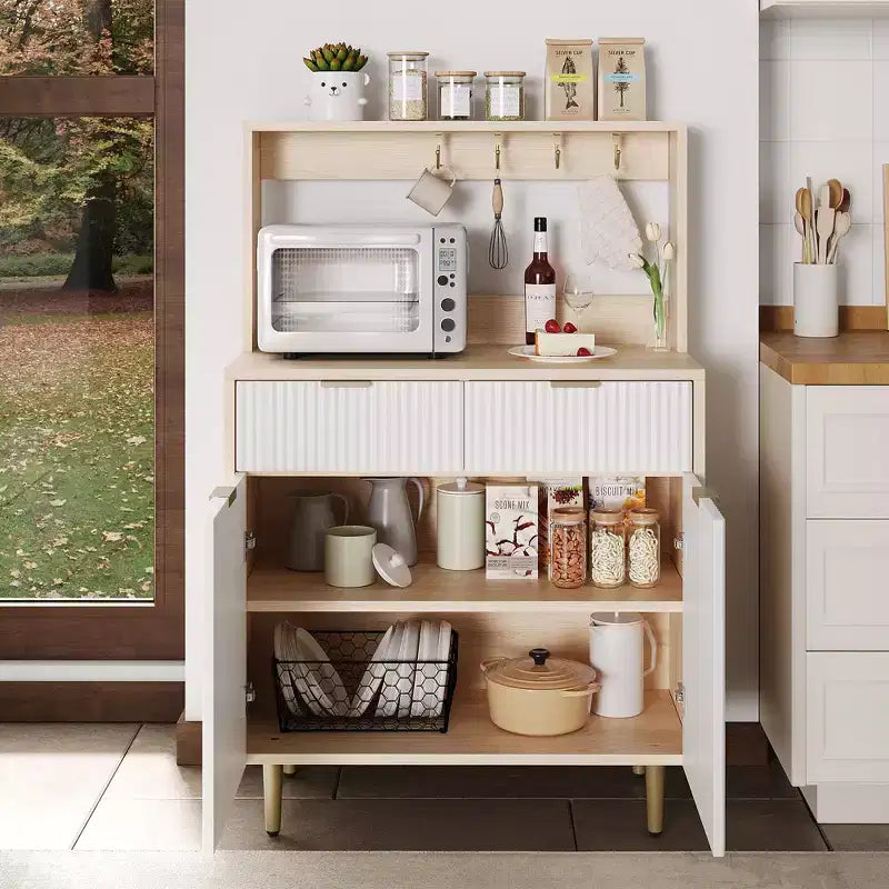 Buffet de rangement 2 portes avec 2 tiroirs, meuble de rangement en bois pour salle à manger, cuisine et salon, console de bar à café