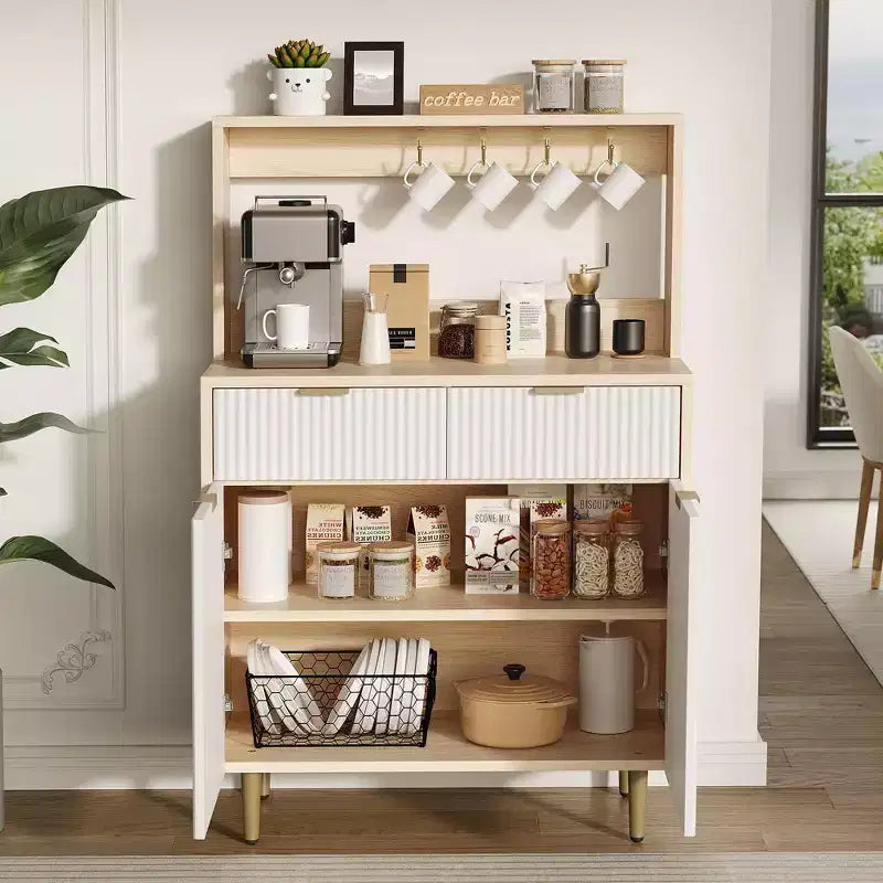Buffet de rangement 2 portes avec 2 tiroirs, meuble de rangement en bois pour salle à manger, cuisine et salon, console de bar à café