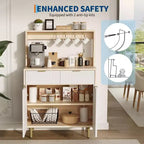 Buffet de rangement 2 portes avec 2 tiroirs, meuble de rangement en bois pour salle à manger, cuisine et salon, console de bar à café