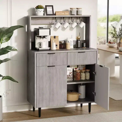 Buffet de rangement 2 portes avec 2 tiroirs, meuble de rangement en bois pour salle à manger, cuisine et salon, console de bar à café