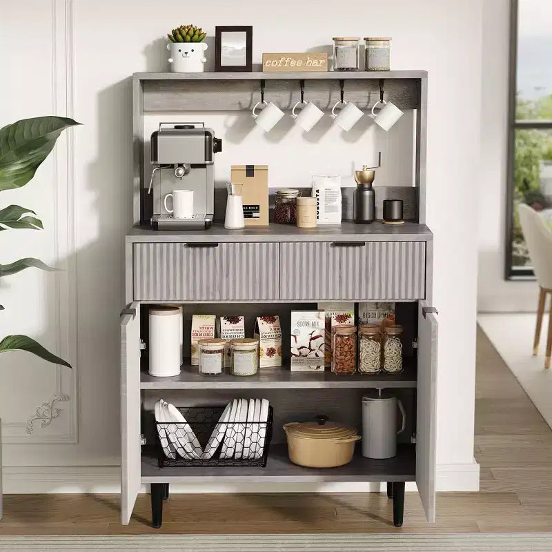 Buffet de rangement 2 portes avec 2 tiroirs, meuble de rangement en bois pour salle à manger, cuisine et salon, console de bar à café