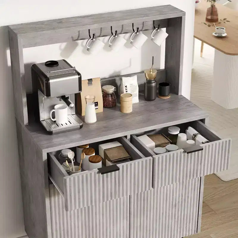 Buffet de rangement 2 portes avec 2 tiroirs, meuble de rangement en bois pour salle à manger, cuisine et salon, console de bar à café