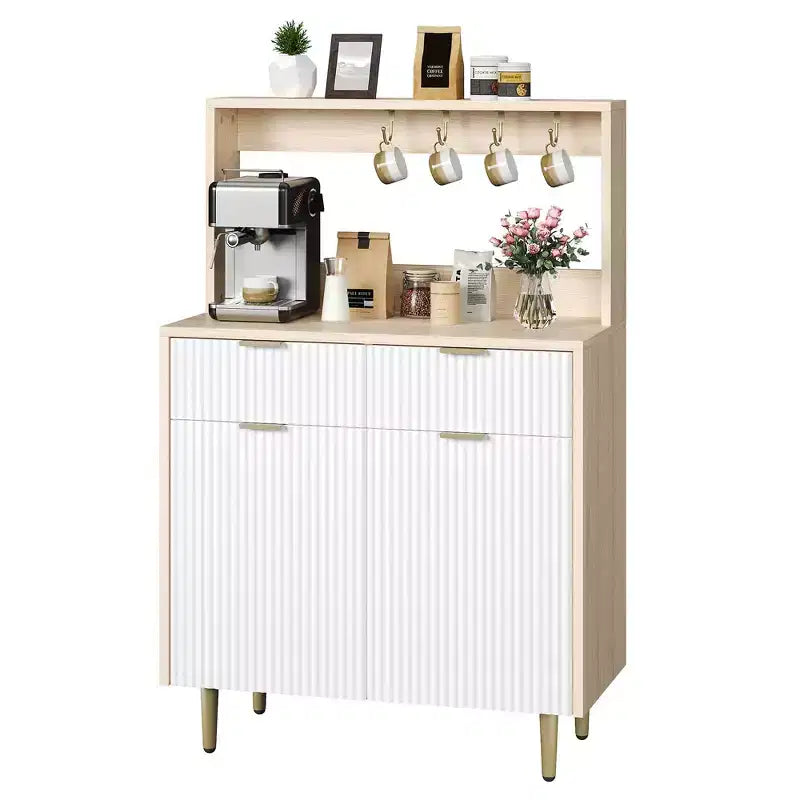 Buffet de rangement 2 portes avec 2 tiroirs, meuble de rangement en bois pour salle à manger, cuisine et salon, console de bar à café