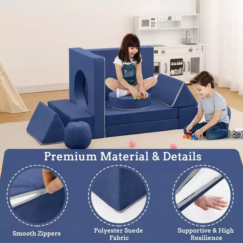 Canapé pour enfants, canapé Nugget 12 pièces pour salle de jeux, canapé modulaire pour tout-petits, canapé sectionnel convertible en mousse pour enfants