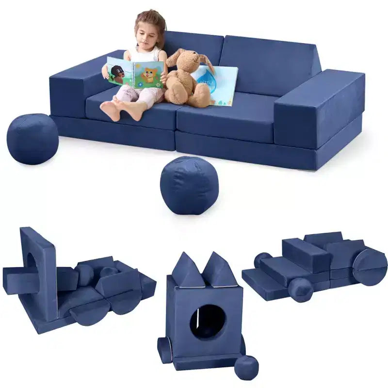 Canapé pour enfants, canapé Nugget 12 pièces pour salle de jeux, canapé modulaire pour tout-petits, canapé sectionnel convertible en mousse pour enfants