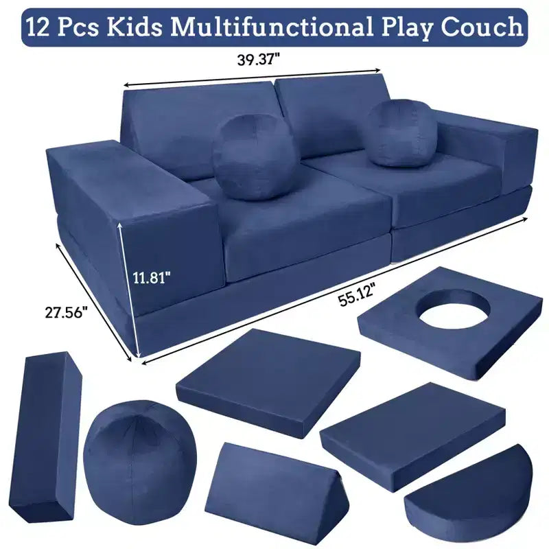 Canapé pour enfants, canapé Nugget 12 pièces pour salle de jeux, canapé modulaire pour tout-petits, canapé sectionnel convertible en mousse pour enfants