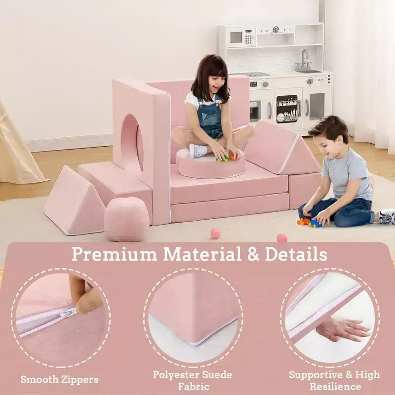Canapé pour enfants, canapé Nugget 12 pièces pour salle de jeux, canapé modulaire pour tout-petits, canapé sectionnel convertible en mousse pour enfants