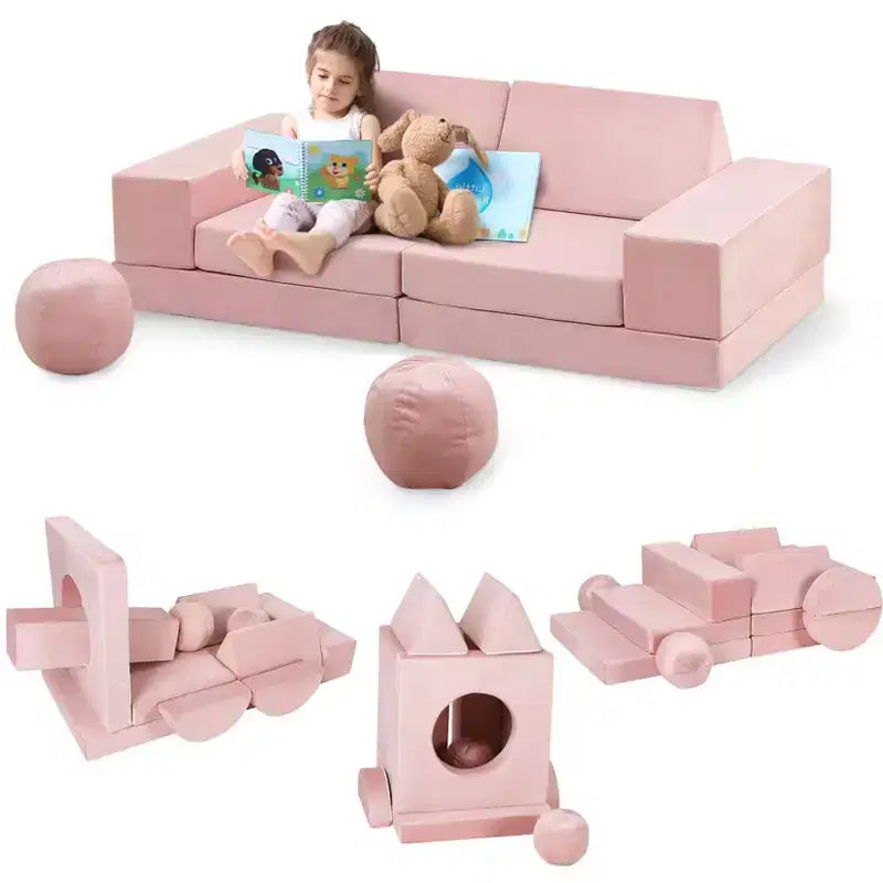 Canapé pour enfants, canapé Nugget 12 pièces pour salle de jeux, canapé modulaire pour tout-petits, canapé sectionnel convertible en mousse pour enfants