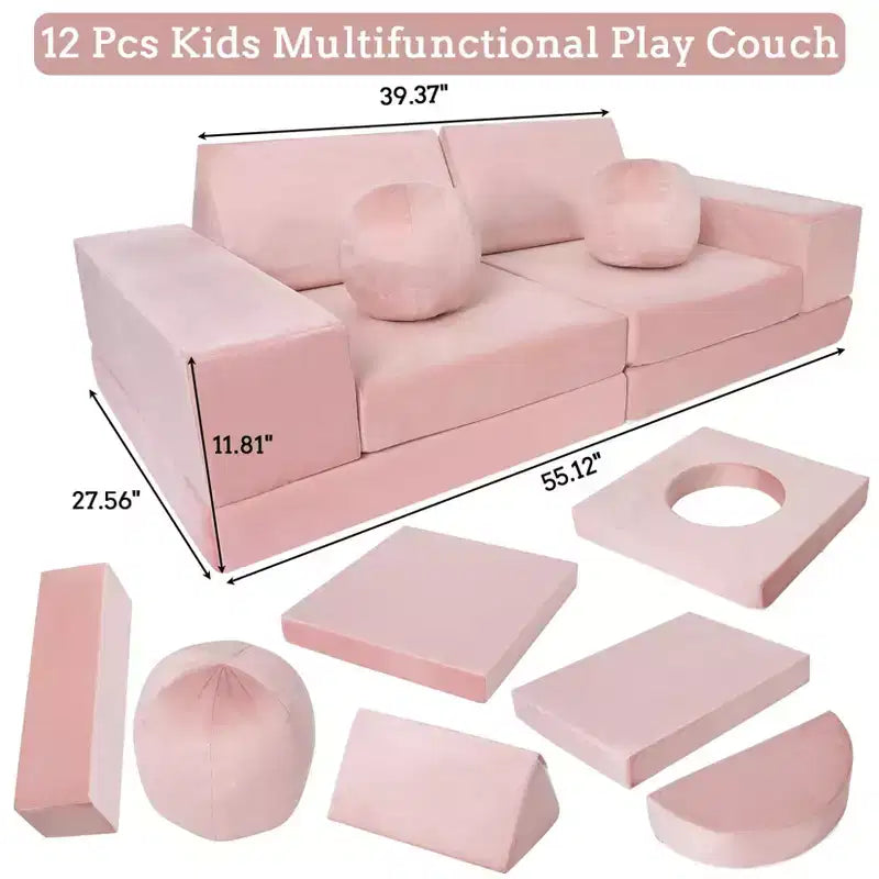 Canapé pour enfants, canapé Nugget 12 pièces pour salle de jeux, canapé modulaire pour tout-petits, canapé sectionnel convertible en mousse pour enfants