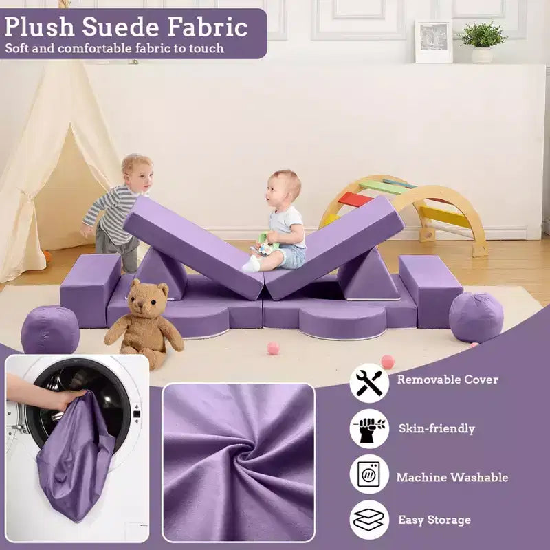 Canapé pour enfants, canapé Nugget 12 pièces pour salle de jeux, canapé modulaire pour tout-petits, canapé sectionnel convertible en mousse pour enfants