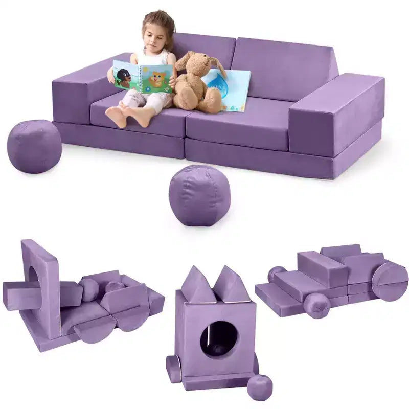 Canapé pour enfants, canapé Nugget 12 pièces pour salle de jeux, canapé modulaire pour tout-petits, canapé sectionnel convertible en mousse pour enfants