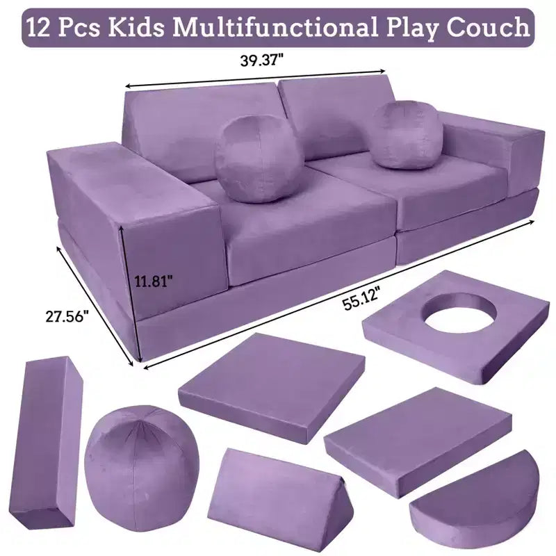 Canapé pour enfants, canapé Nugget 12 pièces pour salle de jeux, canapé modulaire pour tout-petits, canapé sectionnel convertible en mousse pour enfants