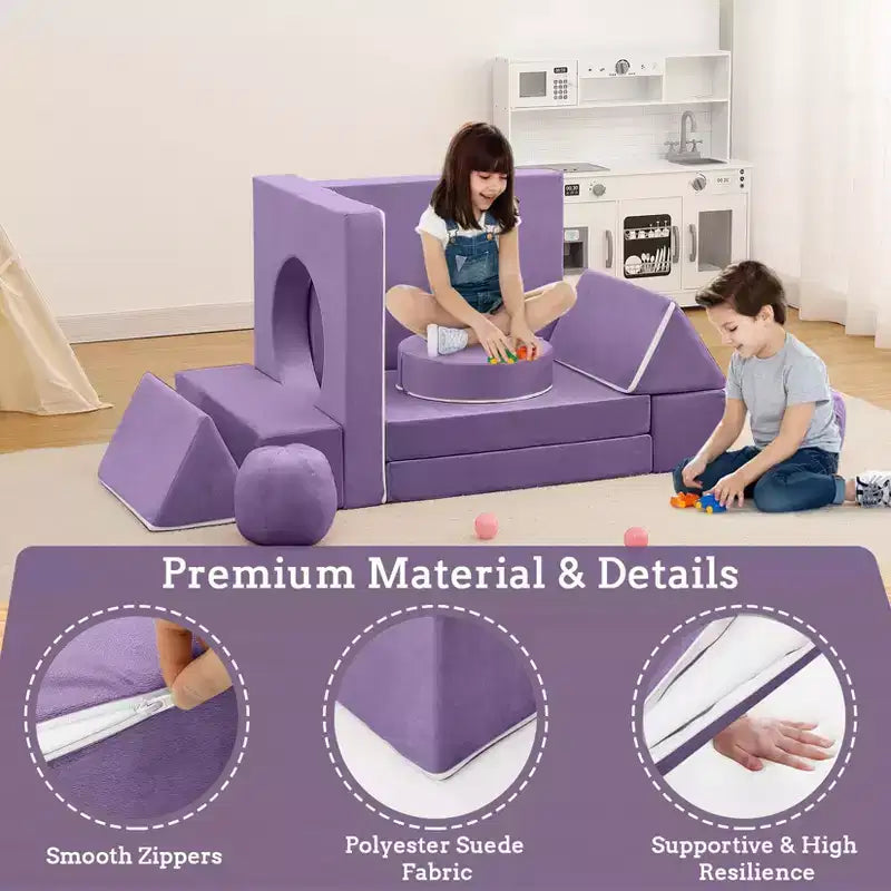 Canapé pour enfants, canapé Nugget 12 pièces pour salle de jeux, canapé modulaire pour tout-petits, canapé sectionnel convertible en mousse pour enfants